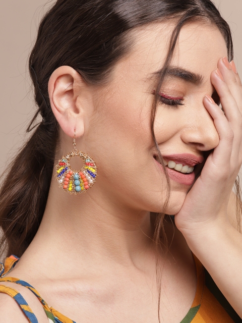 

Sangria Women Multicoloured Beaded Crescent Shaped Chandbali, Multi