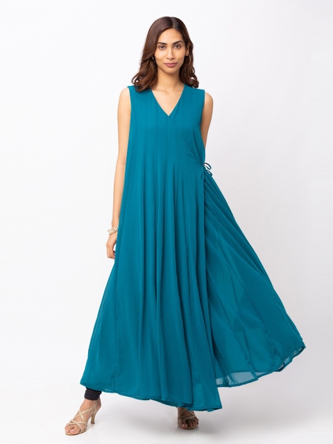 

Iti Blue Georgette Paneled Maxi Dress