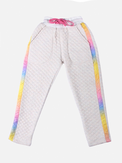 

GOJI Boys Off White & Yellow Textured Relaxed-Fit Track Pants