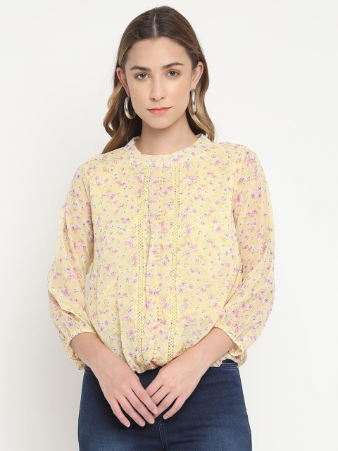 

V2 Value & Variety Yellow Floral Blouson Top