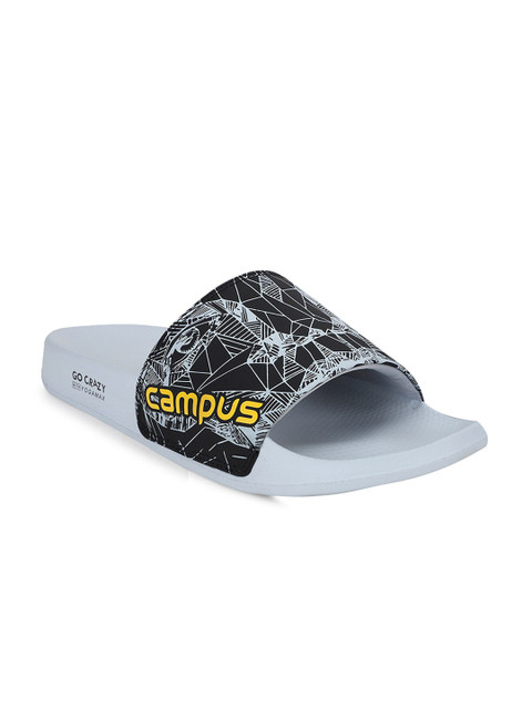 

Campus Men Black & Grey Printed Thong Flip-Flops