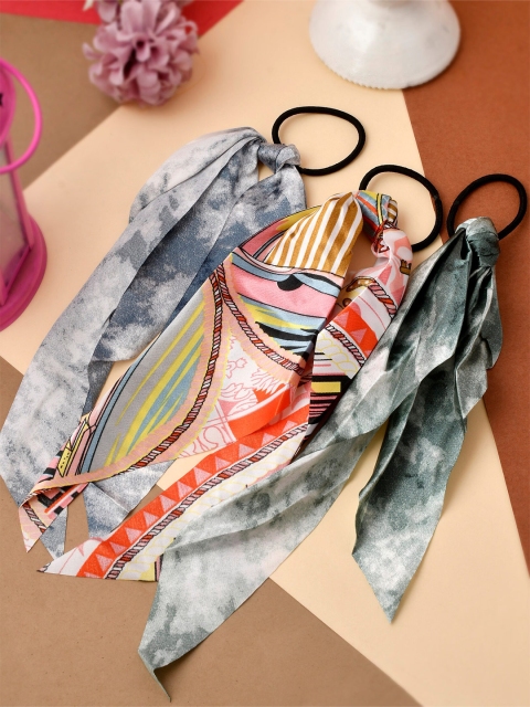

Silvermerc Designs Women Multicoloured Set of 3 Scarf Ponytail Holders, Multi