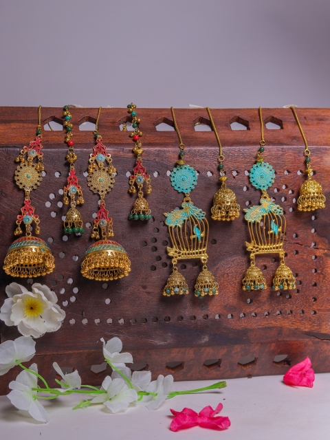 

DIVA WALK Gold-Toned Contemporary Jhumkas Earrings