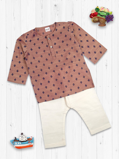 

MeeMee Boys Purple Ethnic Motifs Printed Regular Pure Cotton Kurta with Pyjamas