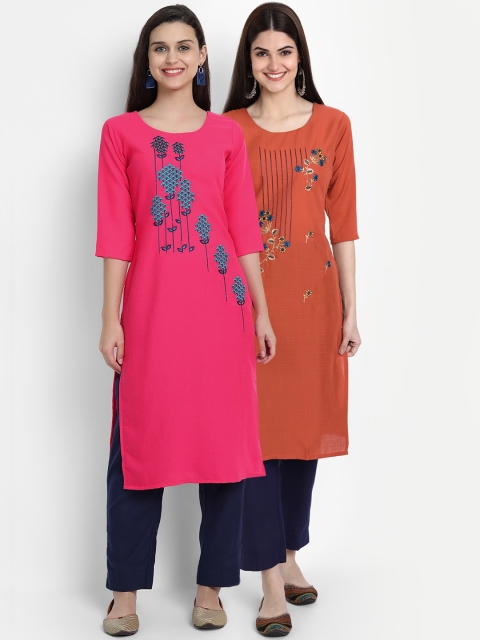 

7Threads Women Multicoloured Embroidered Thread Work Kurta, Multi