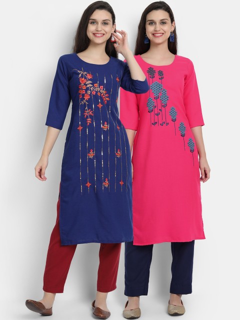 

7Threads Women Multicoloured Embroidered Thread Work Kurta, Multi