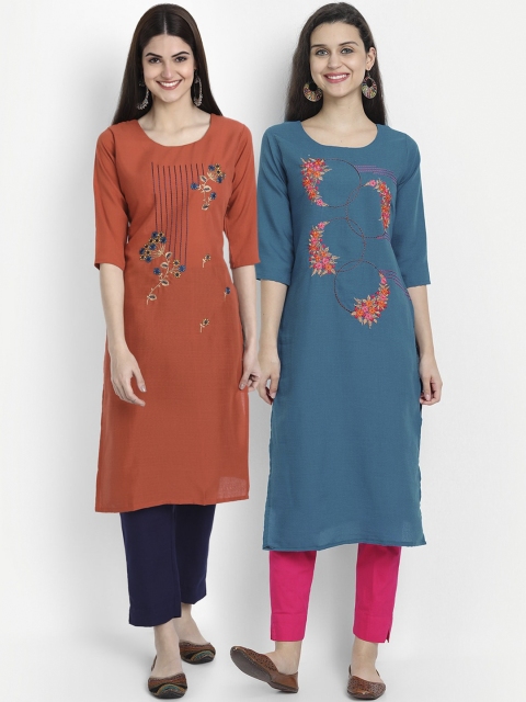 

7Threads Women Multicoloured Embroidered Thread Work Kurta, Multi