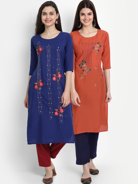 

7Threads Women Multicoloured Embroidered Thread Work Kurta, Multi