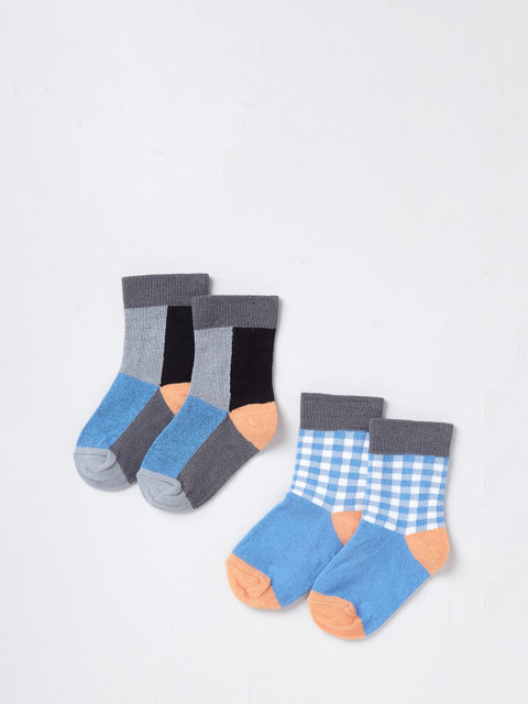 

Ed-a-Mamma Boys Blue & Gray Pack Of 2 Calf Length Socks
