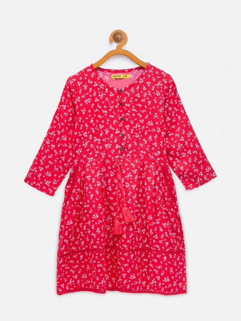 

NYNSH Kids Girls Red Floral Print A-Line Dress