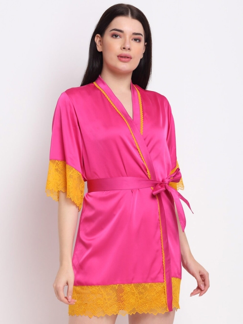 

EROTISSCH Pink & Mustard Yellow Satin Baby Doll