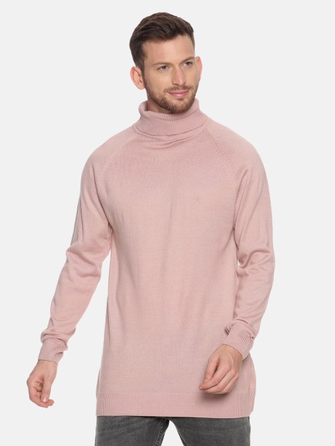 

VENITIAN Men Pink Turtle Neck Pullover