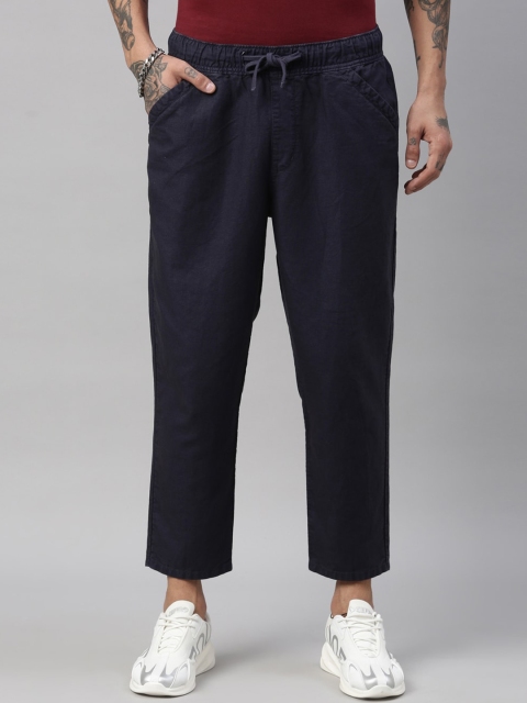 

Breakbounce Men Navy Blue Loose Fit Trousers