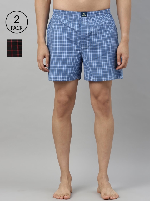 

Joven Men Pack Of 2 Checked Pure Cotton Boxers JB2CV007, Black