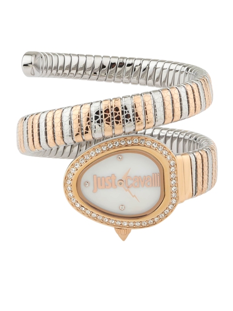 

Just Cavalli Women White Brass Embellished Dial & Multicoloured Stainless Steel Bracelet Style Straps Watch, Multi