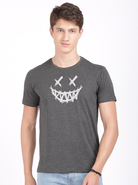 

MASH UNLIMITED Men Charcoal Graphic Printed Slim Fit T-shirt