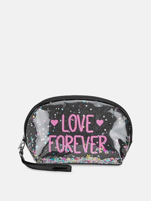 

Forever Glam by Pantaloons Women Black & Pink Printed Travel Pouch