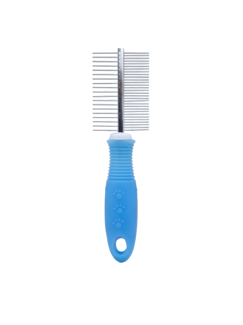 

Emily pets Blue & Silver-Toned Stainless Steel Double-Sided Pet Brush