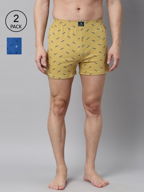 

Joven Men Pack Of 2 Printed Pure Cotton Boxers JB2KV-BDHT, Blue
