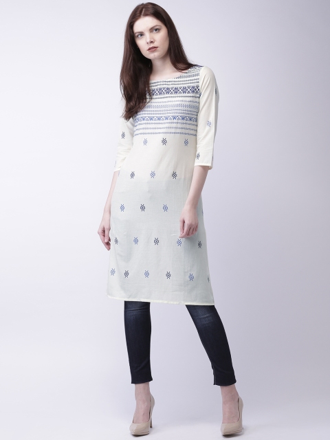 

Moda Rapido Women Cream-Coloured Printed A-Line Kurta