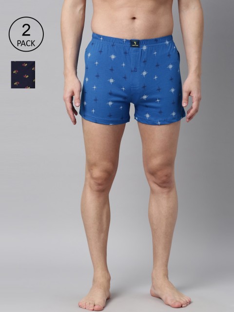 

Joven Men Pack Of 2 Printed Pure Cotton Boxers JB2KV-FLHT, Blue