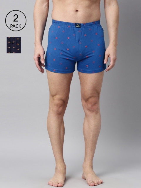 

Joven Men Pack Of 2 Printed Pure Cotton Boxers JB2KV-DTFL, Navy blue