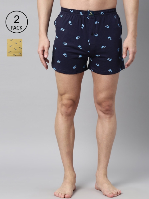 

Joven Men Pack Of 2 Printed Pure Cotton Boxers JB2KV-BDDP, Navy blue