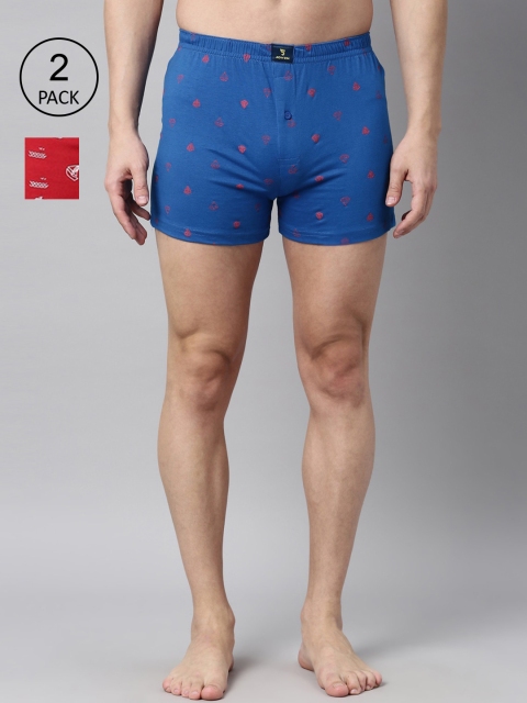 

Joven Men Pack Of 2 Printed Pure Cotton Knitted Boxers JB2KV-BCDT, Blue