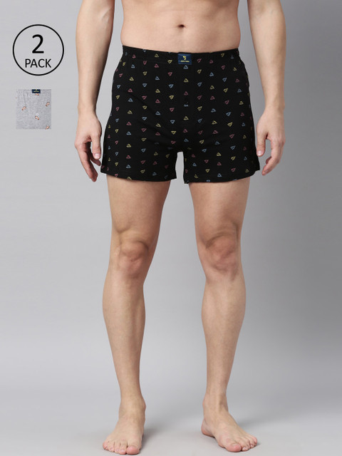 

Joven Men Pack Of 2 Printed Pure Cotton Boxers JB2KV-PYGF, Black