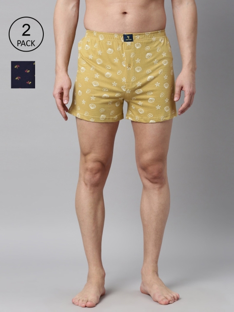 

Joven Men Pack Of 2 Printed Pure Cotton Boxers JB2KV-FLSL, Mustard