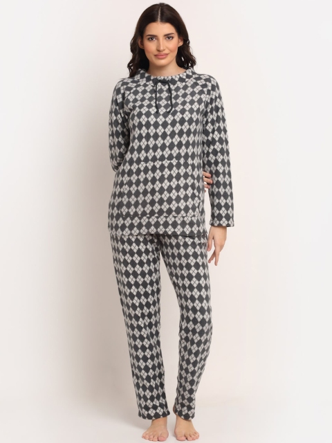 

Kanvin Woman Charcoal Polar Fleece Printed Night Suit