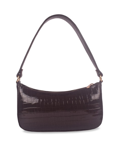 

Bagkok Coffee Brown Textured Half Moon Shoulder Bag