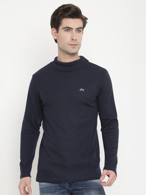 

V2 Value & Variety Men Navy Blue Solid Acrylic Pullover
