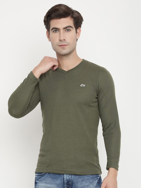 

V2 Value & Variety Men Olive Green Acrylic Pullover