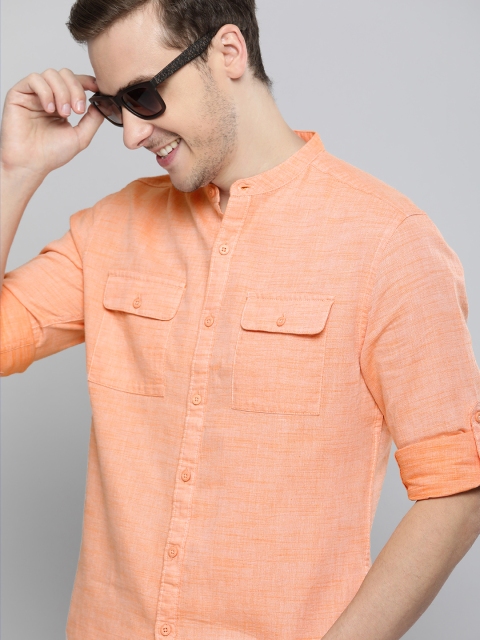 

HERE&NOW Men Coral Self Designed Slim Fit Casual Shirt
