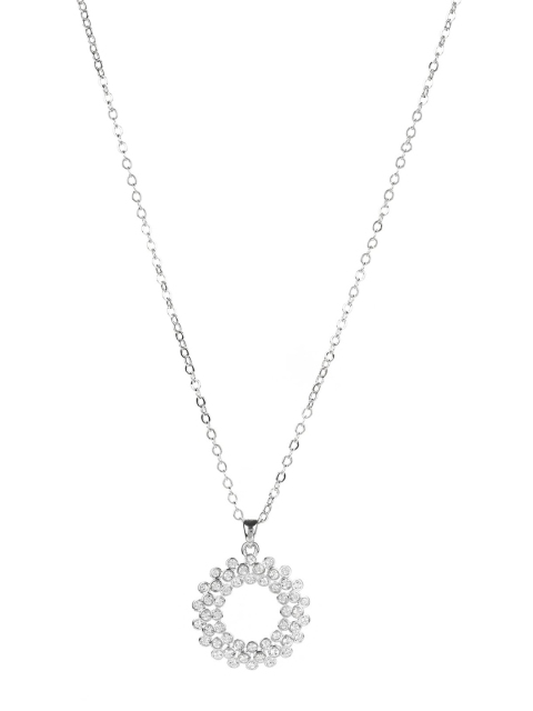 

Ted Baker Silver-Toned & White Crystals Embellished Pendant With Chain