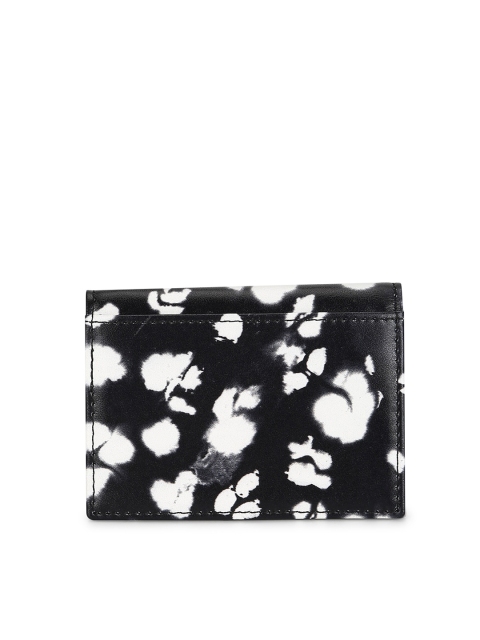 

Ted Baker Women Black & White Abstract Printed Leather Card Holder