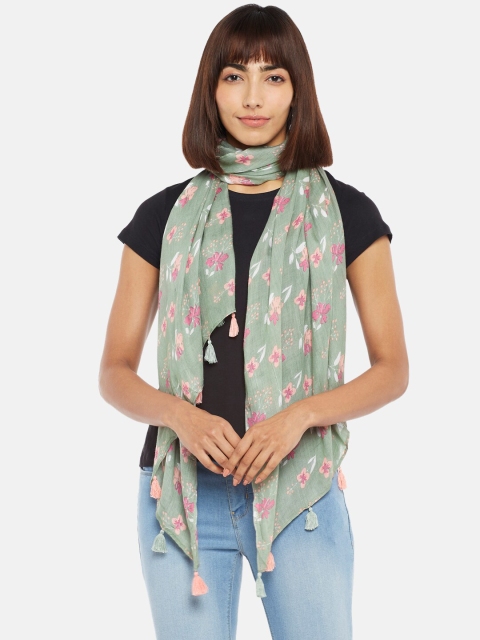 

Honey by Pantaloons Women Green & Pink Floral Printed Scarf