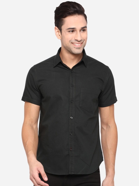 

Greenfibre Men Black Slim Fit Opaque Casual Shirt