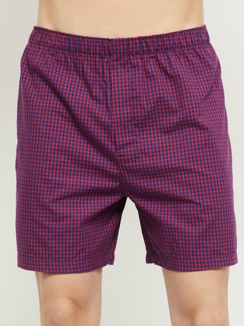 

max Men Burgundy Checked Pure Cotton Boxers NOOSNYDBXBG3BURGUNDY