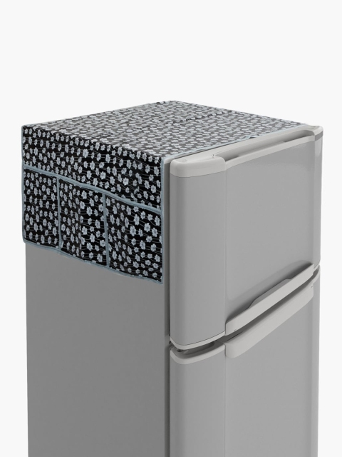 

Home Centre Black & White Floral Printed Fridge Top Cove