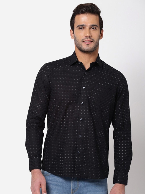 

AD By Arvind Men Black Opaque Printed Casual Cotton Shirt