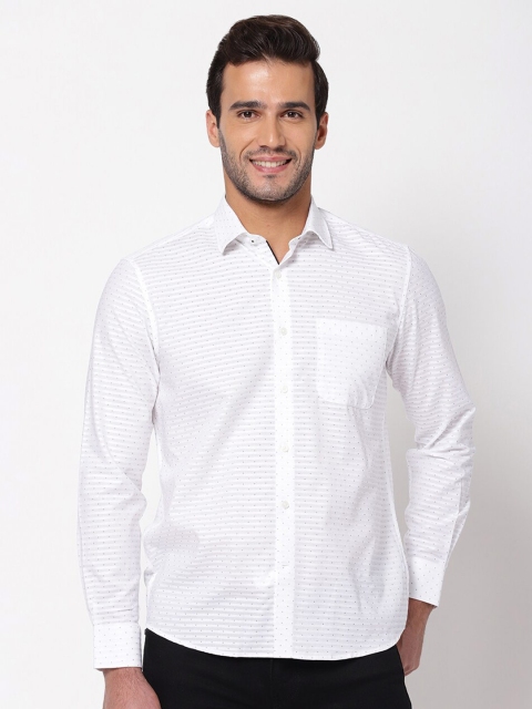 

AD By Arvind Men White Horizontal Stripes Opaque Casual Shirt