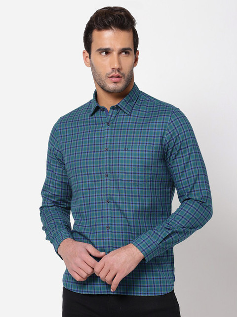 

AD By Arvind Men Green Grid Tattersall Checks Opaque Checked Casual Shirt