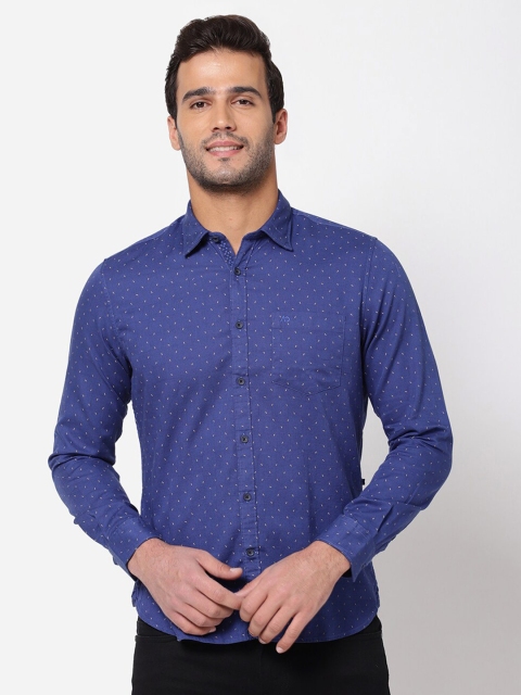 

AD By Arvind Men Blue Opaque Printed Casual Shirt