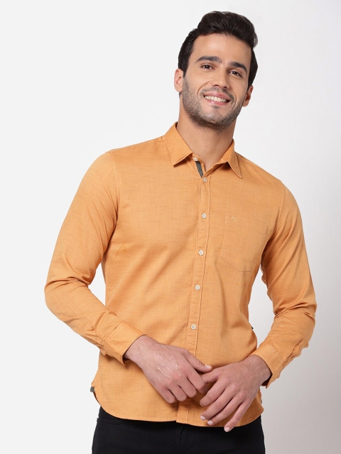 

AD By Arvind Men Orange Opaque Pure Cotton Casual Shirt