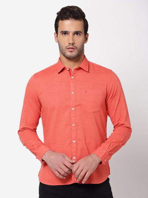 

AD By Arvind Men Orange Opaque Pure Cotton Casual Shirt