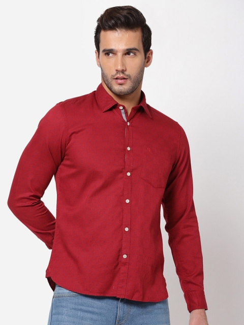 

AD By Arvind Men Red Opaque Casual Shirt