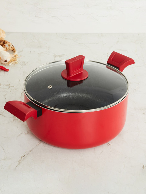 

Home Centre Red Solid Aluminium Biryani Pot With Lid