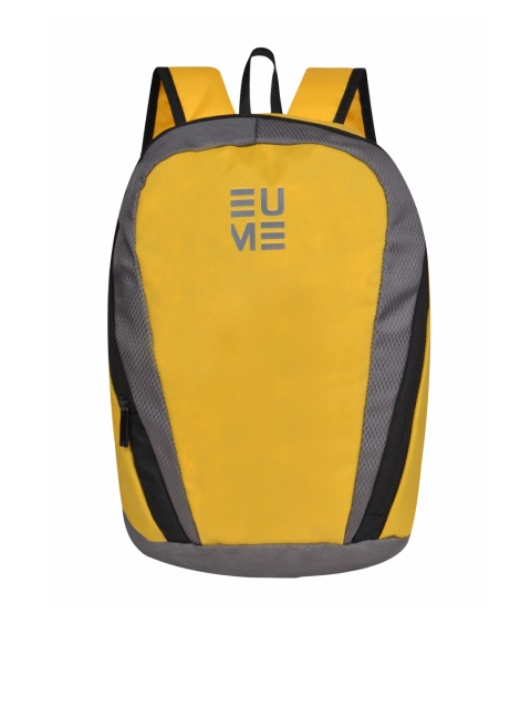 

EUME Unisex Yellow & Grey Solid Backpack